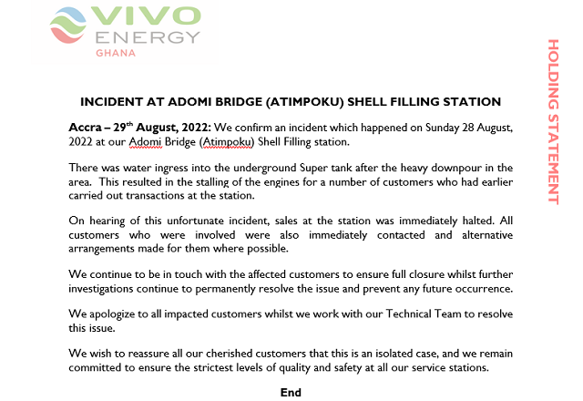 The statement issued by Vivo Energy